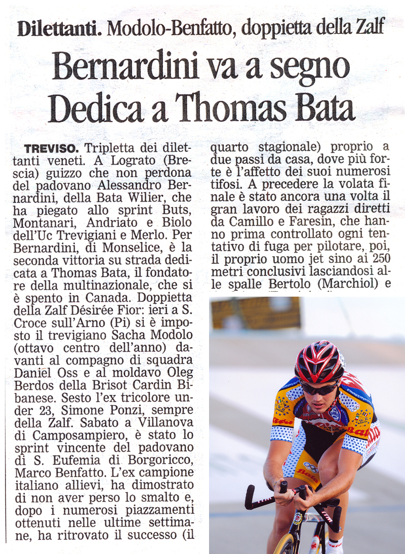Vittoria di Bernardini dedicata a Thomas Bata