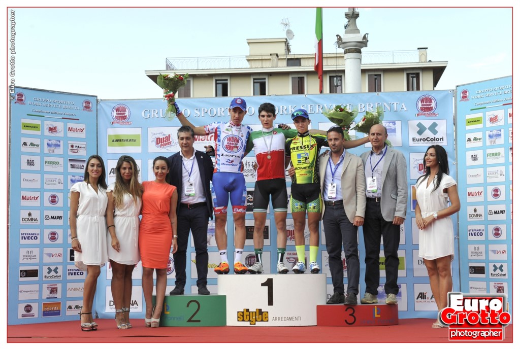 il podio del Campionato Italiano in linea ad Abano Terme