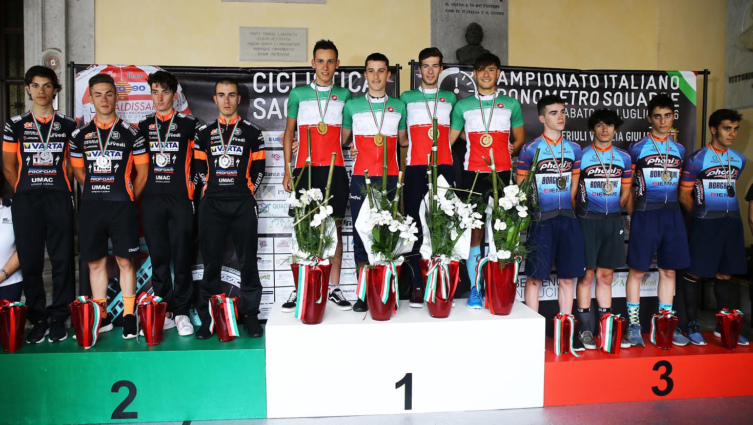 podio campionato italiano a cronosquadre juniores 2016