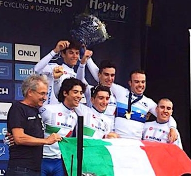 la nazionale juniores italiana 2017 all'Europeo strada